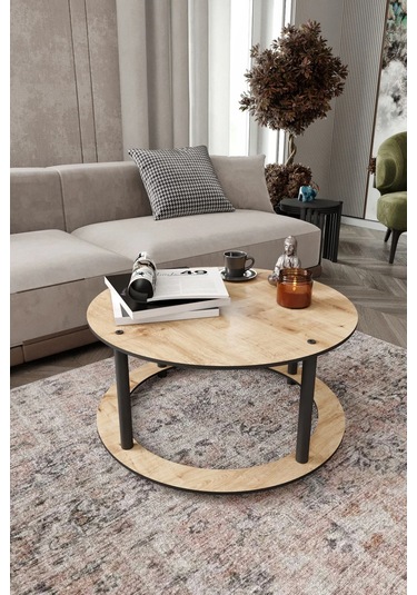 Hole Yuvarlak Orta Sehpa Meşe Meşe