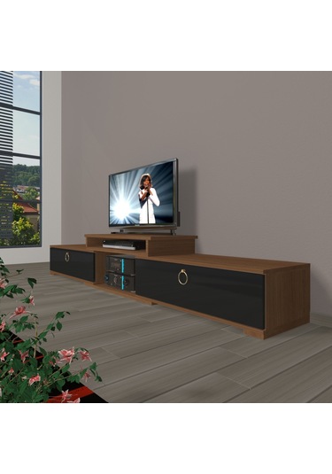 Decoraktiv Flex 4 Mdf Gold Tv Ünitesi Tv Sehpası Ceviz - Siyah