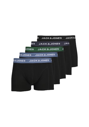 Jack & Jones Erkek Logolu Beli Lastikli 5'Li Boxer Paketi - Solid 12254366 Black