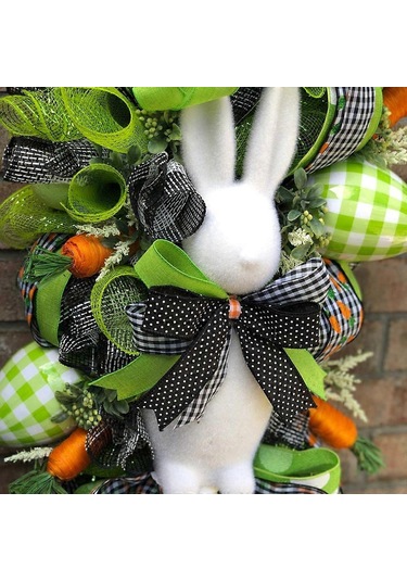 Paskalya Tavşanı Çelengi Tavşan Havuç Çelenk Dekoru Kapı Duvar İçin Asılı Süs