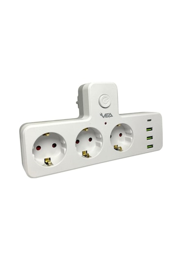 Vea Ve-23088 3 Soketli 3xusb+type-c Çocuk Ve Termal Korumalı Anahtarlı Priz kablosuz