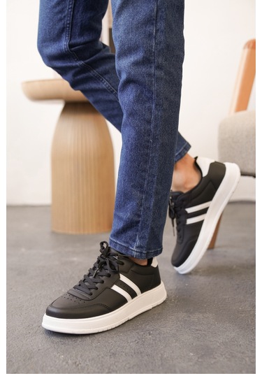 Daxors D0163 Günlük Ortopedik Erkek Sneaker Spor Ayakkabı Siyah-beyaz