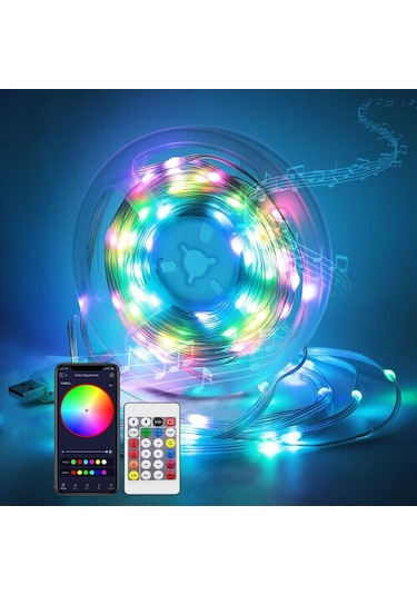 Usb'li 5v Yılbaşı Led Işık Dış Mekan, Rgb Pixel Akıllı Peri Led 10 Metre