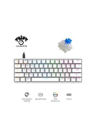 Leaven K620 Blue Switch Kablolu USB Type-c RGB Mekanik Oyuncu Klavyesi