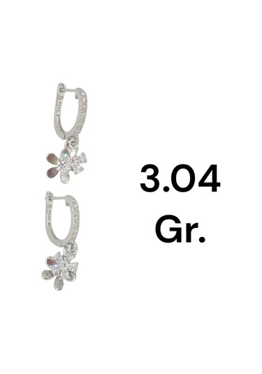 Çiçek Figürlü 925 Ayar Gümüş Taşlı Küpe Şık Ve Zarif Tasarım Gümüş