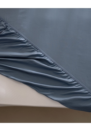 Ciel Tek Kişilik %100 Pamuk Lastikli Saten Çarşaf - Koyu Mavi 8684427179604 Mavi