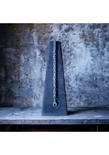 Kesebe Gümüş Renk, Modern Halkalı Paslanmaz Çelik Erkek Bileklik 21 Cm Çok Renkli