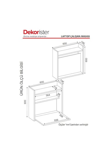 Dekorister Laptop Çalışma Masası Beyaz-Ceviz
