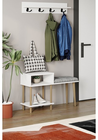 Puflu Ayakkabılık Raflı Ayakkabılık Iki Raflı Ayakkabılık-beyaz Beyaz