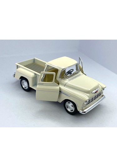 Miniatura Picape Chevrolet Stepside c/ Barco e Reboque (1965) - Bege
