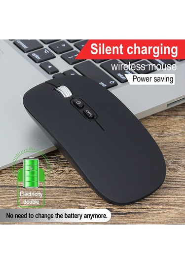 Springsun M103 Şarj Edilebilir Kablosuz Fare 2.4g Kablosuz Fare Ultra İnce Sessiz Fare 3 Ayarlanabilir Dpı Dahili 500mah Pil Siyah