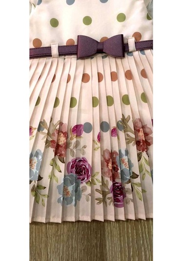 Kız Çocuk Bebek Pembe Puanlı Çiçekli Doğum Günü Hediye Şık Prenses Elbise Pembe