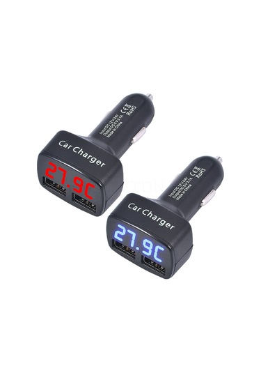 Kebidu Çok İşlevli Dc 12-24v Usb Araç Şarj Cihazı Çift Bağlantı Noktalı 3.1a Black Red Light