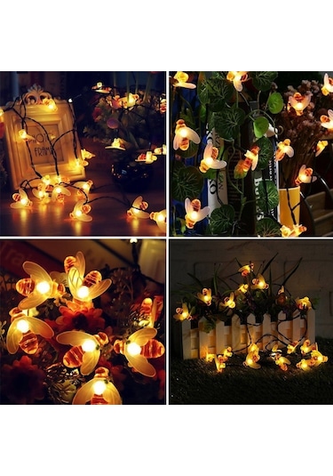 Cbtx Bahçe Aydınlatma 6.5m 30 Leds Arı Güneş Enerjili Sıcak Beyaz Açık Bahçe Dekoratif Dize Işık Peri Lambası 100ma / 1.2v Güneş Paneli