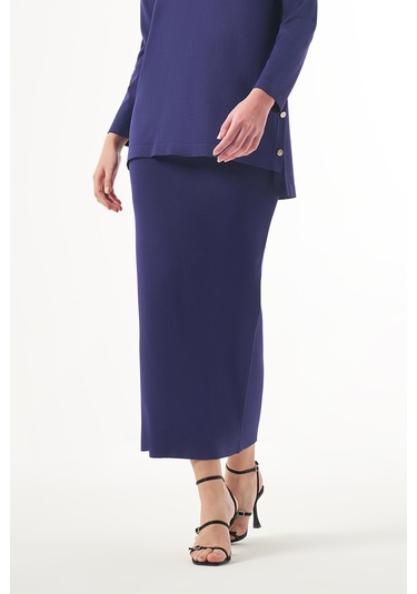 Nuss Merserize Çelik Örme Etek 013 İndigo İndigo