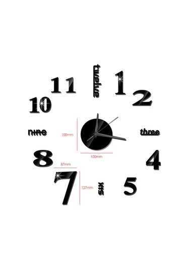 Tenfowee Modern Akrilik Duvar Saati - Sessiz Çalışma, Dıy Dekor, Ev Ofis İçin Şık Tasarım Pil Hariç - Siyah Siyah