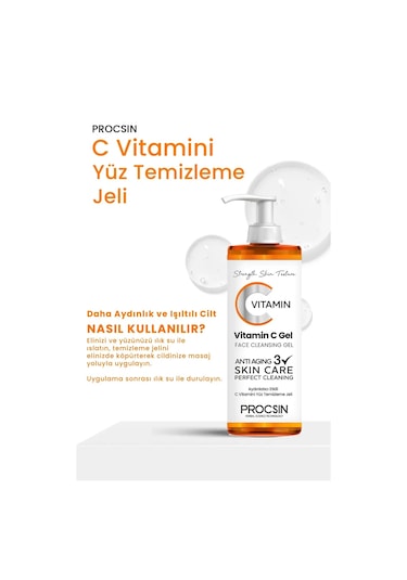 Procsin Aydınlatıcı Etkili C Vitamini Yüz Temizleme Jeli 150 ML