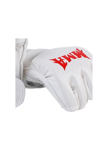 Boks Eldivenleri Yarım Parmak Açık Avuç İçi Grappling Müsabaka Yetişkin Unisex Beyaz
