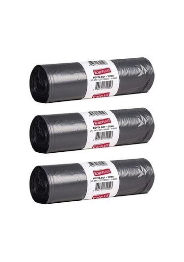 Koroplast Çöp Torbası Siyah Büyük Boy 10'lu 65 CM x 80 CM x 3 Paket