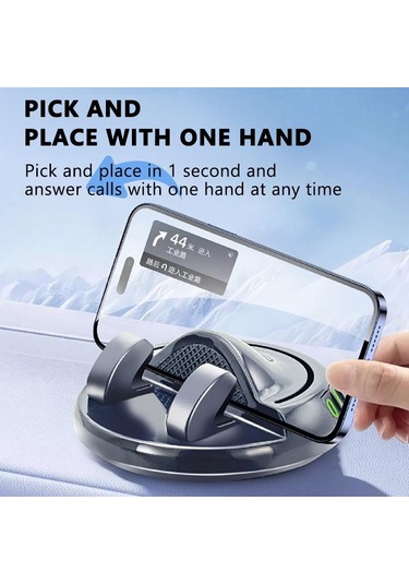 Seametal Araba Telefon Tutucu Abs Gösterge Paneli Navigasyon 360 Dönme Park Numarası Plaka Sabit Kaymaz Evrensel Siyah