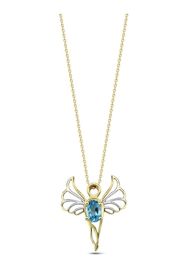 Barış Meleği Mavi Topaz Taşlı Kolye (Mikail)