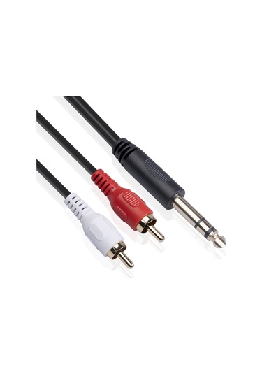 Cbtx Erkek Çift RCA Erkek Stereo Ses Adaptörü Kablosu 6.35MM 1.5 Metre