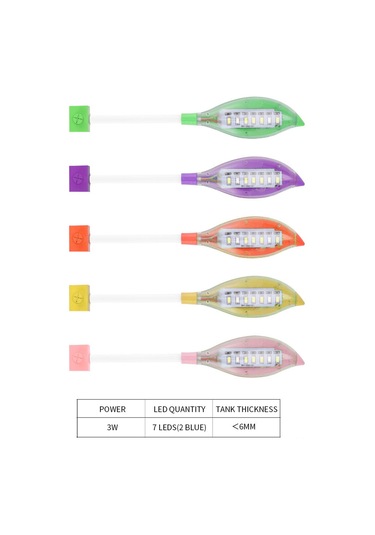 Vkemall Usb Akvaryum Bitki Büyüme Lambası - Yaprak Şekli, Beyaz-mavi Işık, 6mm Cam Uyumlu, 360 Döner Kablolu, Mor