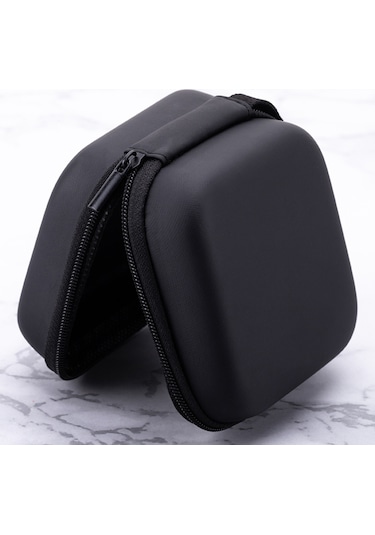 Yifomall Eva+pu Materyal Kulaklık Çantası - Usb, Veri Kablosu Ve Şarj Aleti İçin Çok Amaçlı Saklama Kutusu Siyah