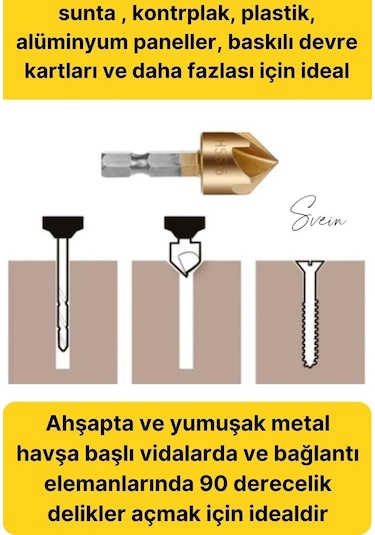 6 Parça Premium Titanyum Kaplama Hss Bits Uçlu Kırılmaz A Kalite Paslanmaz Havşa Açma Matkap Uç Seti