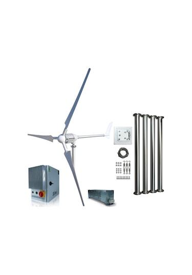 İsta Breeze Set İ 1500w 24v/48v Rüzgar Türbini + Wind Pro Şarj Kontrol + Direk Seti