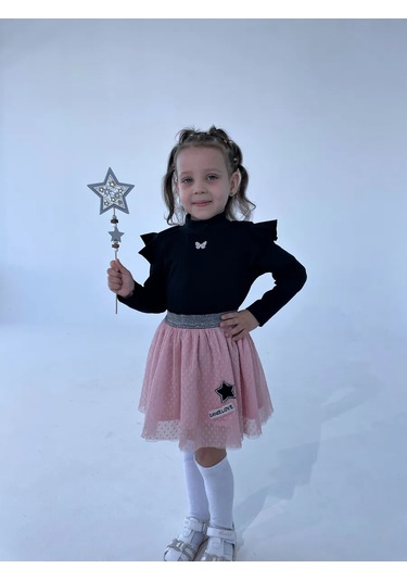 Baby Roo Kız Çocuk Uzun Kollu Top Çevrim İçi Satış Özel Tasarım, Bol Kesim, Bol Pantolon, Bol Etek. 177413335 Siyah