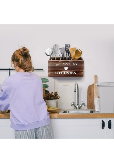 Tongxida Bosphorusboutique Mutfak Masa Kutusu Kaşık Kaplama Kahverengi Hqgoodstore Ev Depolama Çatal Bıçak Ao Ahşap Vh Kahvere Kahverengi