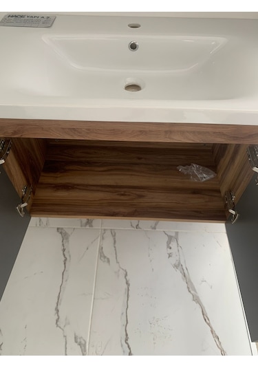 Biani Fethiye Gri Banyo Dolabı Beyaz - Ceviz Biani Fethiye Gri Banyo Dolabı Beyaz - Ceviz