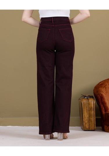 Ahmetkoccollection Kadın İspanyol Paça Pantolon Bordo Bordo