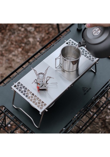 Geeksen Açık Düz Gaz Tankı Katlanır Masa Paslanmaz Çelik Gaz Tankı Katlanır Masa Taşınabilir Mini Kamp Çay Masası Çok Amaçlı Ekleme Barbekü Masası Kamp Aksesuarları Taşınabilir S Çok Renkli
