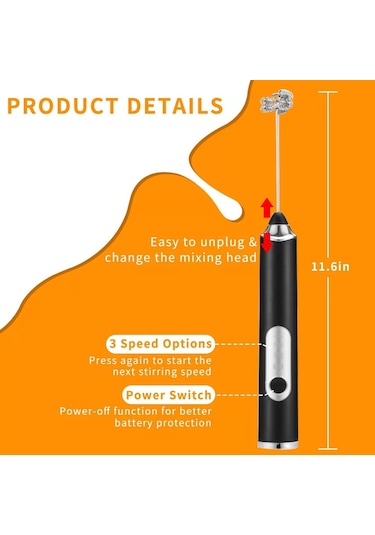 Jms Usb Şarj Edilebilir 3 Hız Kademeli Elektrikli Süt Köpürtücü