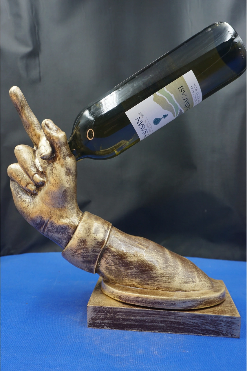 Özel Tasarım Şaraplık Yağdanlık Nh. Biblo Heykel Ev Dekorasyon Hediyelik Aksesuar 27 Cm Altın