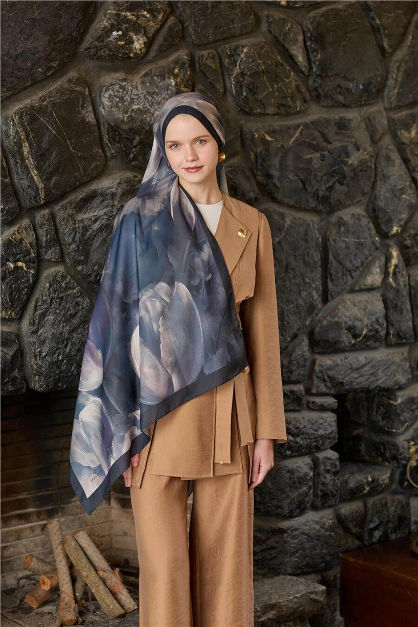 Siyah/mor Winter Bloom Soft Şal Mor