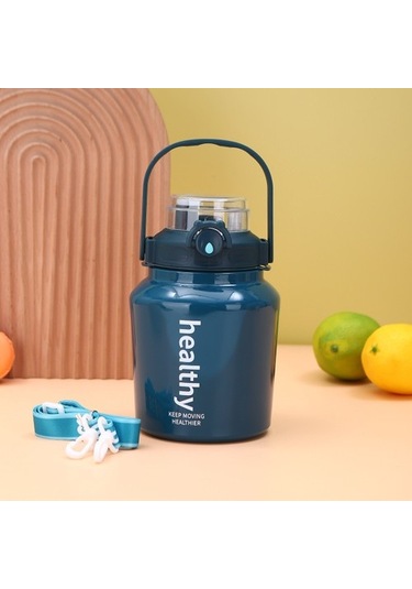 316 Paslanmaz Çelik Termos Bardak Büyük Kapasiteli Açık Taşınabilir Şeker Pipetli Bardak Çift Içecek Potu Göbek Fincan Jd7jz8 Mavi/yeşil