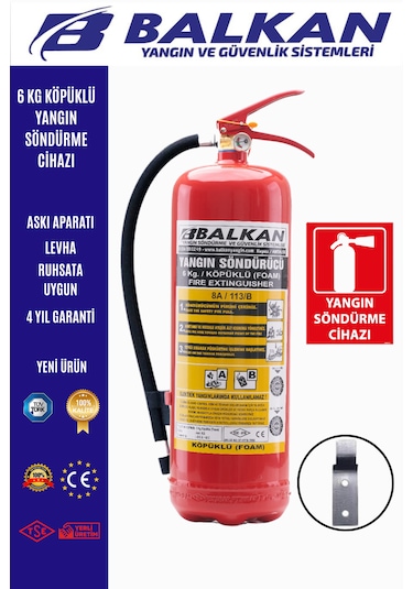 6 Kg Köpüklü Yangın Tüpü +levha +askı