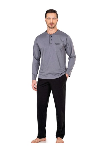 Pierre Cardin 5605 Erkek Çeyizlik 3'lü Rob Pijama Takım-siyah Siyah