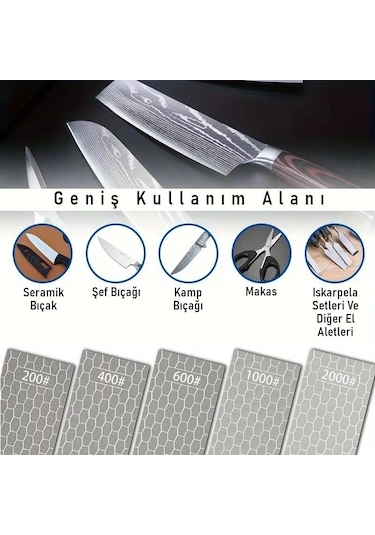 Valkyrie 5 Adet Elmas Biley Seti Bıçak Bileme Taşı Sulu Veya Susuz Biley Uzun Ömürlü Aşınmaz 200 400 600 1000 2000 Grit