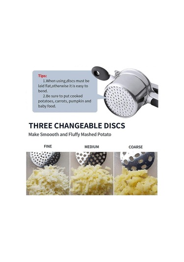 Patates Ezici, Patates Püresi İçin Ezici, 3 Değiştirilebilir Diskli Paslanmaz Çelik Patates Ezici Ezici Mutfak Aleti Pürüzsüz Kremalı Püre Tencere Yaratır