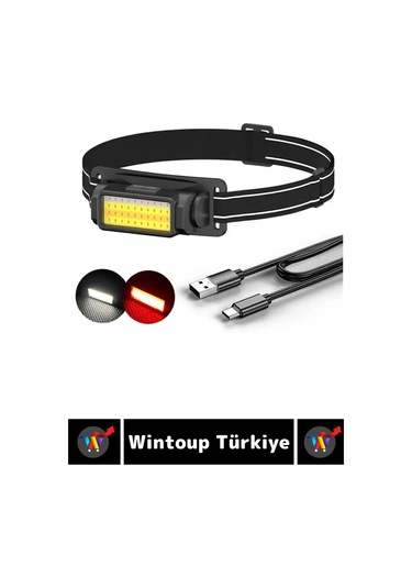 Profesyonel Kamp Avcı Balıkçı Deprem Güçlü Işık 5 Mod Aydınlatma Şarjlı 50 Led Kafa Lambası Çok Renkli