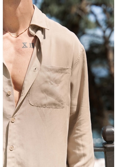 Mai Collection Mai Studios Co. Jonathan Erkek Koyu Vizon Gömlek Pantolon Takım Vizon