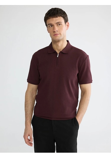 Lc Waikiki Bordo Polo Yaka Fitilli Erkek Triko Tişört