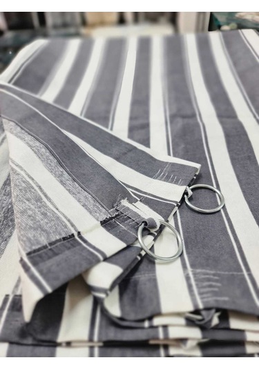 Devrim Olivya Tekstil Halkalı Yeşil-beyaz Özel Dikim Lüks Branda Balkon Perdesi En X Yükseklik Ölçü Seçenekleriyle Gri Beyaz