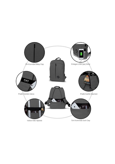My Valice Smart Bag Galaxy Usb Şarj Girişli Notebook Sırt Çantası