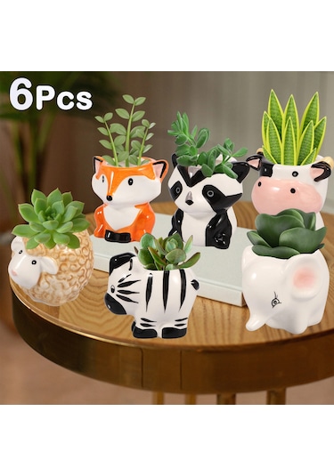 6 Adet Seramik Mini Ekici Sevimli Karikatür Hayvan Etli Tencere