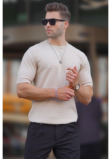 Madmext Madmext Erkek Bej Tişört 5685-Bej